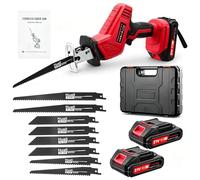 Sierra Sable 21V,Sierra Alternativa Inalámbrica con 2×2.0Ah Baterías y 8 Hojas de S erra,Velocidad Variable de 0-4000RPM,S erra Sable Inalámbrica con Luz LED,para Cortar Madera y Metal