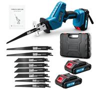 Sierra Sable 21V,Sierra Alternativa Inalámbrica con 2×2.0Ah Baterías y 8 Hojas de S erra,Velocidad Variable de 0-4000RPM,S erra Sable Inalámbrica con Luz LED,para Cortar Madera y Metal