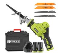 Sierra Sable Inalámbrica,FADAKWALT 12V Sierra Alternativa con velocidad variable 0-2700RPM,Verde sierra recíproca kit,2 * 2.0Ah Batería& Luces LED,4 Hojas de Sierra Para Cortar Madera y Metal