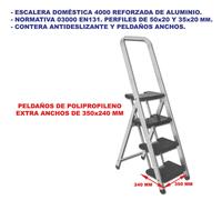 SIFER Escalera de Aluminio Reforzado de 4 Peldaños Anchos
