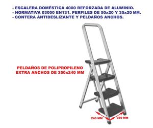 SIFER Escalera de aluminio reforzado de 6 peldaños anchos
