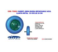 Sifer rueda carret.obra impin azul llanta metal 35 cm eje 25 cm