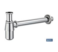 Sifón botella cromado salida ø32-40 330 mm y racor 1 1/4