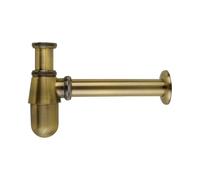 Sifón de pared latón macizo estilo antiguo con sifón tipo P y desagüe emergente for lavabo para Lavabos(Brushed Bronze)