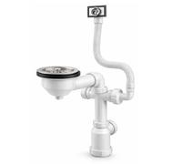Sifón Fregadero Ahorro de Espacio Ø115 mm con Válvula Cesta Metálica para Cocina Desagüe Compacto Tipo Botella 1 172 x 40 mm Ideal para Muebles con Cajones Instalación Fácil FLUVIA