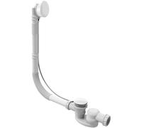 Sifón para bañera, extraplano, con desbordamiento ajustable, de plástico, color blanco