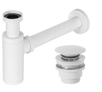 Sifón para lavabo con desagüe universal Click-Clak, color blanco