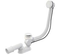 Sifón para lavabo, juego completo, con tapón metálico grande, color blanco - longitud 570 mm