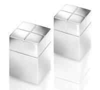 SIGEL BA707 Juego de 2 imanes cuadrados, neodimio N50, para pizarras magnéticas, 2x3x2 cm, plateado