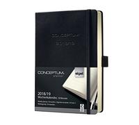 Sigel C1901 Agenda semanal 2018 / 2019, CONCEPTUM, 18 meses, tapa dura, 14,8 x 21,3 cm, negro