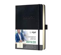SIGEL C2003 Agenda semanal 18 meses 2019 / 2020 y cuaderno, tapa dura, 14,8 x 21,3 cm, negro
