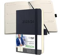 SIGEL C2407 Conceptum Agenda semanal 2023/2024, aprox. A6, negro, tapa blanda, dos páginas = una semana, 240 páginas