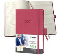 SIGEL C2471 Conceptum Agenda semanal 2024, aprox. A6, rojo, tapa dura, dos páginas = una semana, 176 páginas