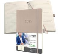 SIGEL C2530 Conceptum Agenda semanal 2025, aprox. A5, taupe, tapa blanda, dos páginas = una semana, 192 páginas