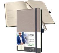 SIGEL C2553 Conceptum Agenda semanal 2025, diseño beige, 13,5 x 20,3 cm, tapa dura, 192 páginas, beige