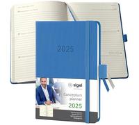 SIGEL C2569 Conceptum Agenda semanal 2025, aprox. A6, azul, tapa dura, dos páginas = una semana, 176 páginas