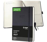 SIGEL C2710 Agenda diaria 2027, A5, tapa dura | Calendario, planificador, organizador, diario | negro - Conceptum