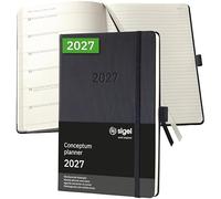 SIGEL C2714 Agenda semanal y cuaderno 2027, A5, tapa dura | Calendario, planificador, agenda semanal, organizador, diario | negro - Conceptum