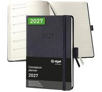 SIGEL C2715 Agenda semanal y cuaderno 2027, A6, tapa dura | Calendario, planificador, agenda semanal, organizador, diario | negro - Conceptum