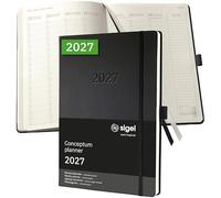 SIGEL C2718 Agenda semanal 2027, A4+ (vertical), tapa dura | Calendario, planificador, agenda semanal, organizador, diario | negro - Conceptum
