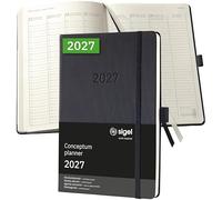SIGEL C2719 Agenda semanal 2027, A5 (vertical), tapa dura | Calendario, planificador, agenda semanal, organizador, diario | negro - Conceptum