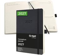 SIGEL C2720 Agenda diaria 2027, A5, tapa blanda | Calendario, planificador, organizador, diario | negro - Conceptum