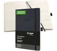 SIGEL C2722 Agenda semanal 2027, A5, tapa blanda | Calendario, planificador, agenda semanal, organizador, diario | negro - Conceptum