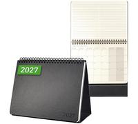 SIGEL C2781 Calendario de escritorio 2027, A5 apaisado, tapa dura | Calendario, planificador, agenda semanal, organizador, diario | negro - Conceptum