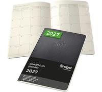 SIGEL C2784 Agenda tipo cuaderno mensual 2027, A5, tapa blanda | Calendario, planificador, organizador, diario | negro - Conceptum