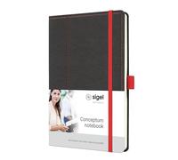 SIGEL CO695 Conceptum Libreta, diseño Casual, cuadriculado con puntos (impresión Dot), aprox. A5, gris, rojo, tapa dura, 194 páginas
