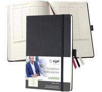 Sigel CO701 Planificador semanal sin fecha, en inglés, A5, tapa dura, negra, Conceptum