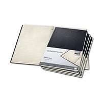SIGEL CO801 Bloc de notas, 21.1 x 29.7 cm, a líneas, Hardcover, negro, 5 unidas, Conceptum