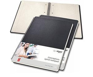 Sigel CO821 Cuaderno espiral, 23.6 x 30.1 cm, a líneas, Hardcover, negro, 3 unidades - Conceptum