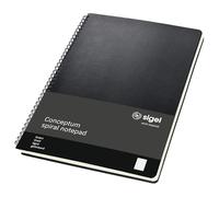 SIGEL CO821 Cuaderno espiral, 23.6 x 30.1 cm, a líneas, Hardcover, negro, Conceptum