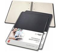 SIGEL CO840 Cuaderno espiral, 24.6 x 30.1 cm, cuadriculado, Hardcover, negro, con separadores, 3 unidades -Conceptum