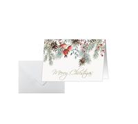 SIGEL DS085 Tarjetas de navidad "Red berries and pine cones", A6 transversal, 25 tarjetas incl. sobres, fácil de imprimir