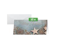 Sigel DS099 - Juego de tarjetas navideñas (10 unidades, tamaño DIN largo, con sobres, ideal para imprimir, papel sostenible)