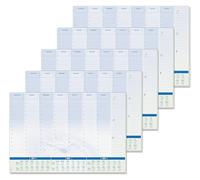 SIGEL H7350/5 Pack de 5 alfombrillas de escritorio de papel, diseño de planificación semanal con cuadrícula horaria y calendarios de 3 años, formato A2 (59,5 × 41 cm), azul y blanco, 5 × 30 hojas