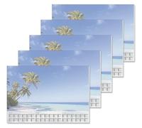SIGEL H7470/5 Pack de 5 alfombrillas de escritorio de papel, calendarios de 3 años y planificación semanal, diseño plage, formato A2 (59,5 × 41 cm), azul y verde, 5 × 30 hojas