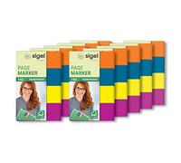 SIGEL HN614 Marcapáginas, cinta de filme transparente y adhesivos, 10 fundas de 160 tiras de 50 x 20 mm, 4 colores