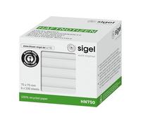 SIGEL HN750 Bloc de notas adhesivas, 7,5 x 7,5 cm, de papel reciclado, certificado Ángel Azul, blanco, 6 bloques de 100 hojas