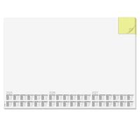 SIGEL HO490 Vade, bloc de notas, sin diseño, con un bloc de notas amarillo integrado, calendarios trianuales, A2 (59,5 x 41 cm), blanco y amarillo, 30 hojas