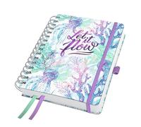SIGEL J6604 Agenda de espira Jolie 2026-1 año - aprox A5 - Underwater Miracles - dos páginas = una semana - tapa dura - 120 g/m² - púrpura/verde/azul - 240 p - certificación FSC