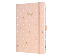 SIGEL JN335 Libreta Jolie, formato similar A5, tapa dura, a líneas, motivo de patrón, melocotón rosado