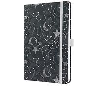 SIGEL JN349 Cuaderno de notas, A5, rayado, tapa dura, 174 páginas FSC | para ideas, diario y organización | cierre elástico, negro/blanco - Jolie
