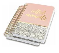 SIGEL JN601 Lote de 2 Cuadernos de notas espirales premium, 16,8 x 21,5 cm, punteado, tapa dura, motivo puntos, rosa/negro/blanco/dorado - Jolie
