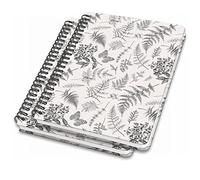 Sigel JN604 Lote de 2 Cuaderno de notas espirales básica, 16.2 x 21.5 cm, punteado, tapa dura, motivo hojas, negro/beige, Jolie