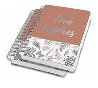SIGEL JN605 Lote de 2 Cuadernos de notas espirales premium, 16,8 x 21,5 cm, punteado, tapa dura, motivo hojas, negro/beige/marrón - Jolie