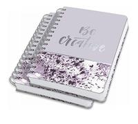 SIGEL JN607 Lote de 2 Cuadernos espirales premium, 16,8 x 21,5 cm, punteado, tapa dura, motivo jaspeado, morado/blanco - Jolie