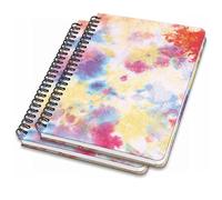 SIGEL JN608 Lote de 2 Cuadernos de notas espirales básica, 16,2 x 21,5 cm, punteado, tapa dura, motivo batik, amarillo/naranja/rosa/azul - Jolie